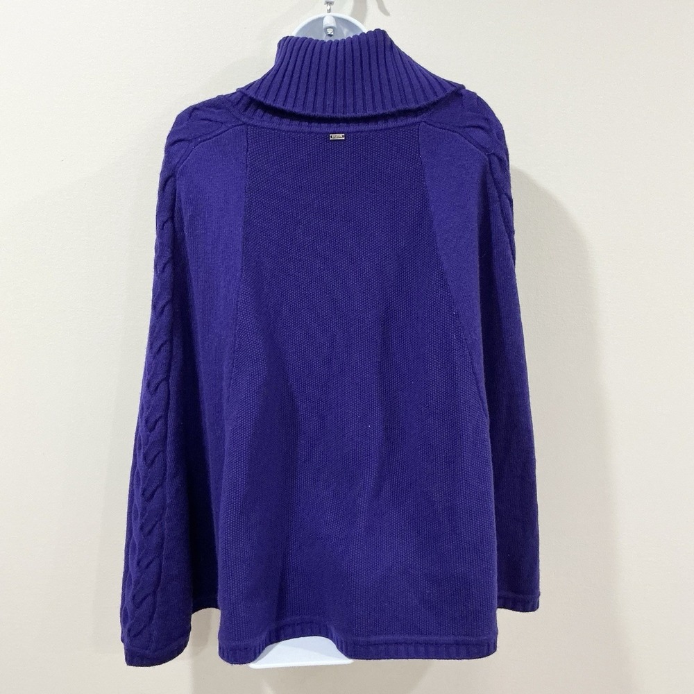 St John Chunky Cable Knit‎ 100% Cashmere Poncho XL Purple Luxury Minimalist